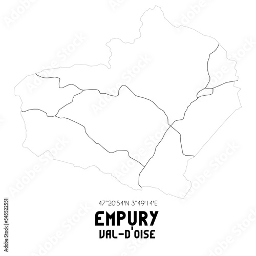 EMPURY Val-d'Oise. Minimalistic street map with black and white lines.