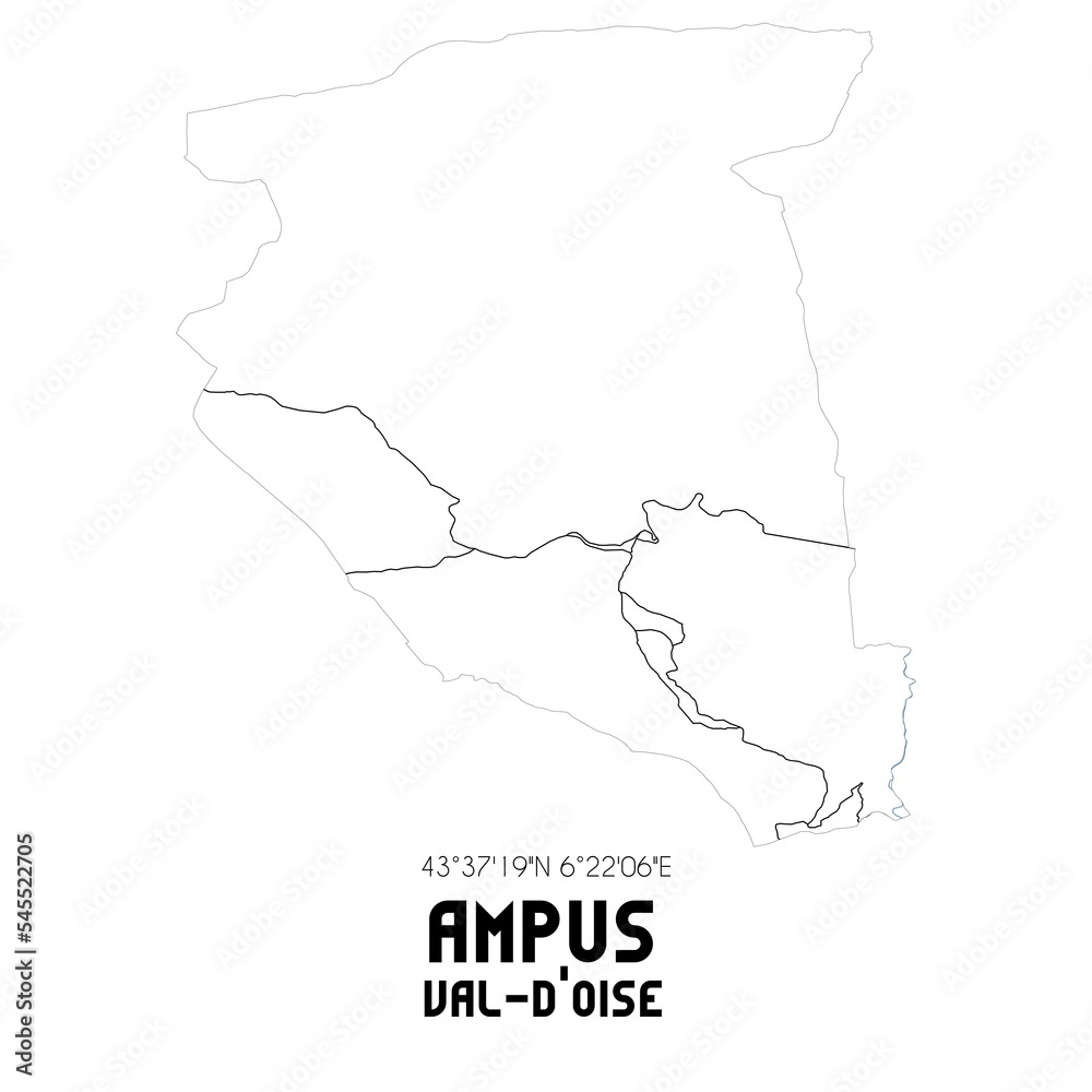 AMPUS Val-d'Oise. Minimalistic street map with black and white lines.