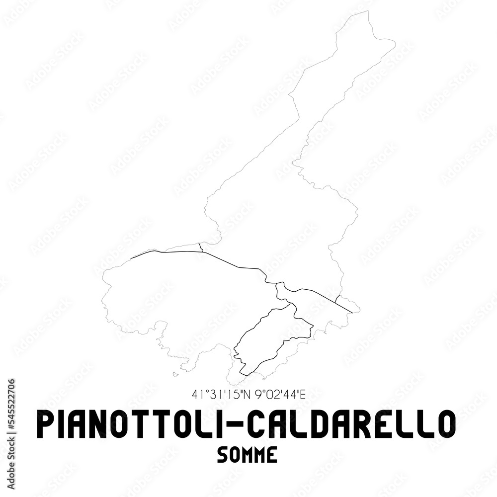 PIANOTTOLI-CALDARELLO Somme. Minimalistic street map with black and white lines.