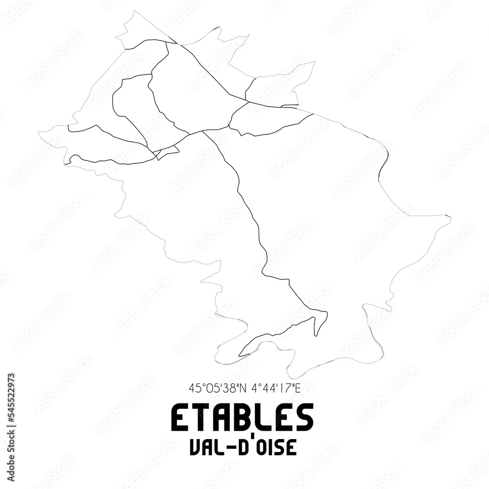 ETABLES Val-d'Oise. Minimalistic street map with black and white lines.