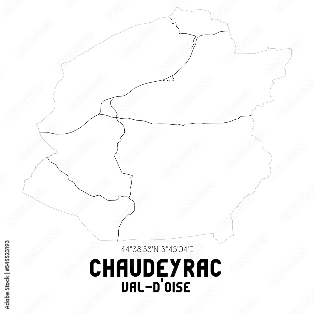 CHAUDEYRAC Val-d'Oise. Minimalistic street map with black and white lines.