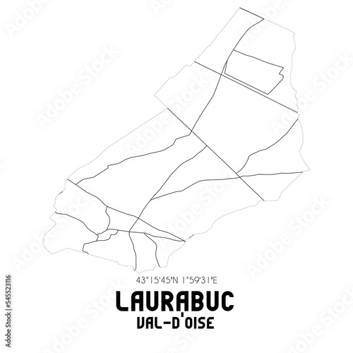 LAURABUC Val-d'Oise. Minimalistic street map with black and white lines.