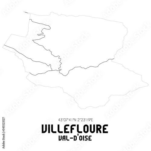 VILLEFLOURE Val-d'Oise. Minimalistic street map with black and white lines.