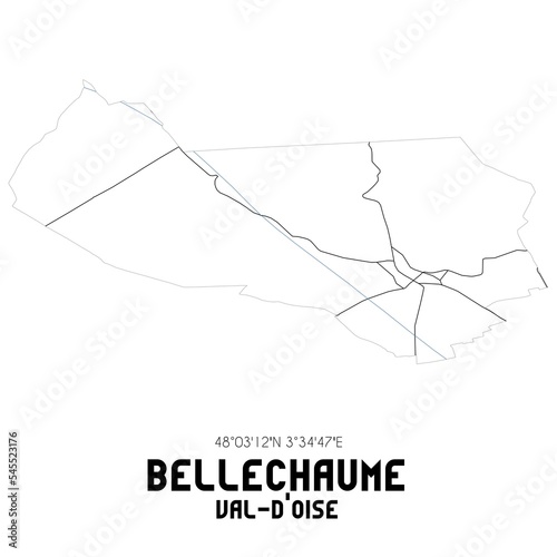 BELLECHAUME Val-d'Oise. Minimalistic street map with black and white lines.