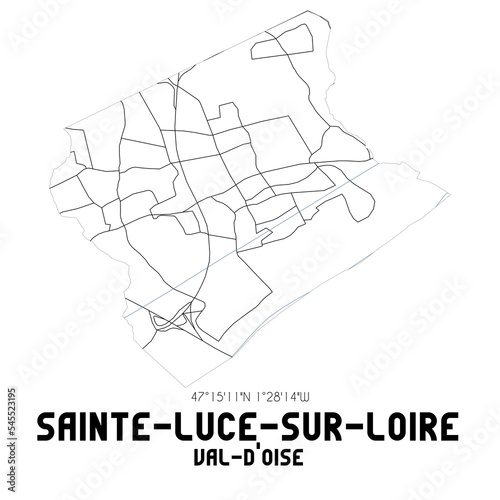 SAINTE-LUCE-SUR-LOIRE Val-d'Oise. Minimalistic street map with black and white lines.
