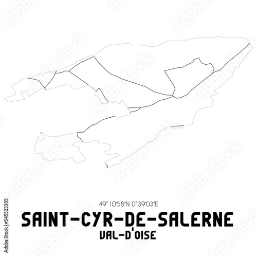 SAINT-CYR-DE-SALERNE Val-d'Oise. Minimalistic street map with black and white lines.
