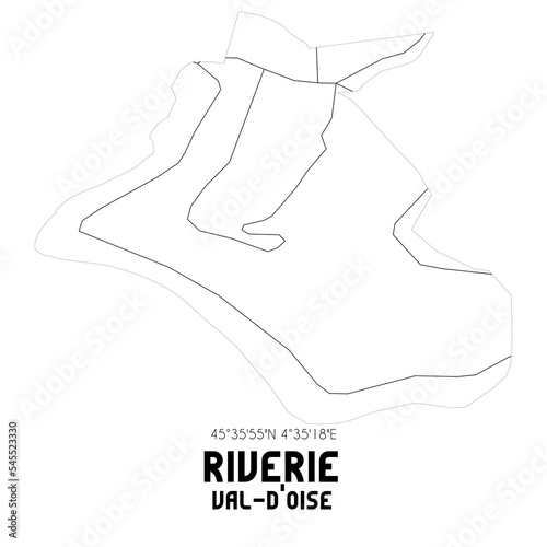 RIVERIE Val-d'Oise. Minimalistic street map with black and white lines.