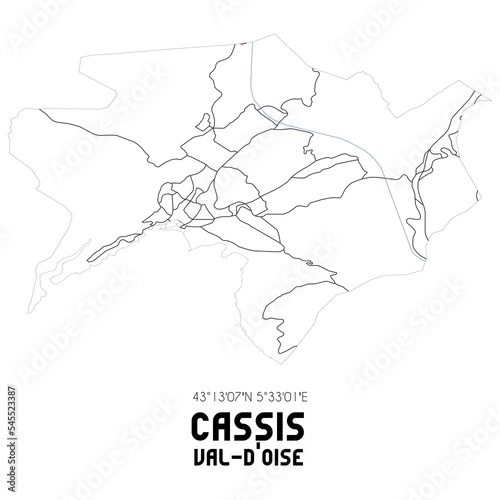 Fototapeta Naklejka Na Ścianę i Meble -  CASSIS Val-d'Oise. Minimalistic street map with black and white lines.