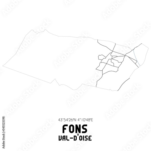 FONS Val-d'Oise. Minimalistic street map with black and white lines.
