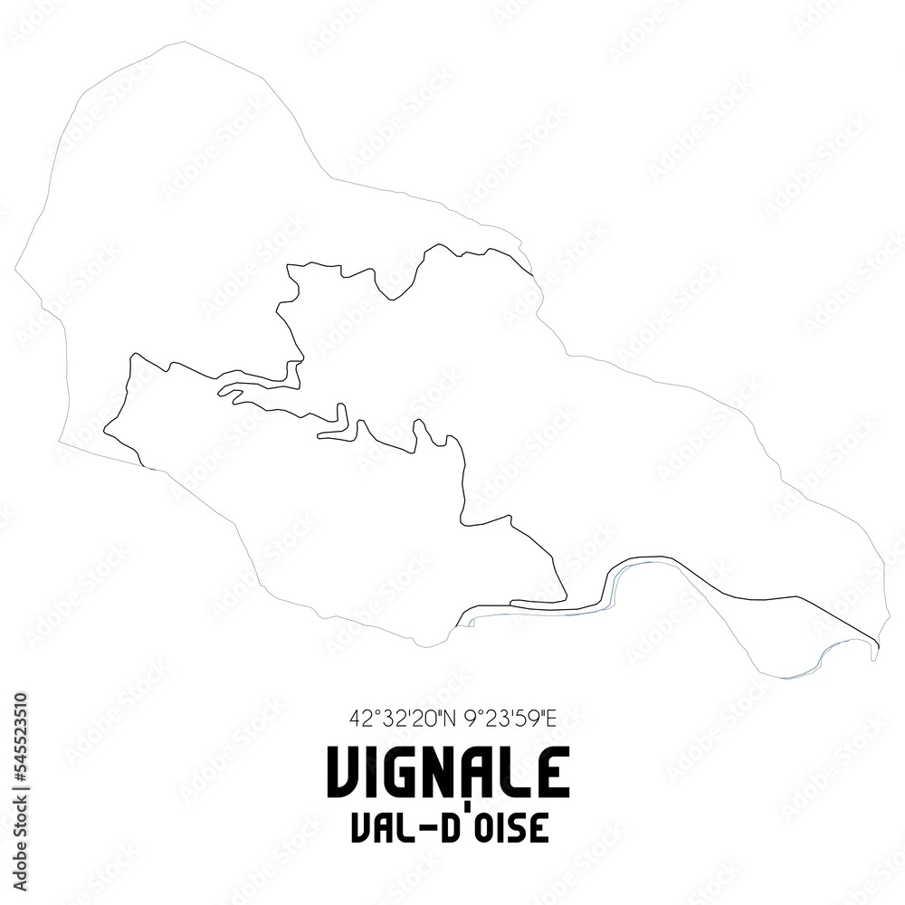 VIGNALE Val-d'Oise. Minimalistic street map with black and white lines.