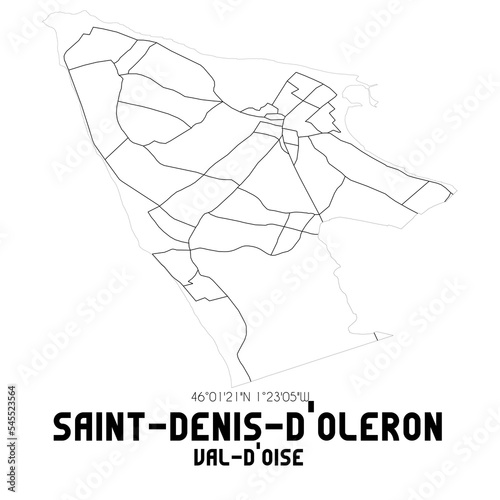 SAINT-DENIS-D'OLERON Val-d'Oise. Minimalistic street map with black and white lines.