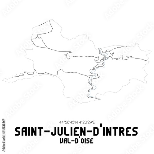 SAINT-JULIEN-D INTRES Val-d Oise. Minimalistic street map with black and white lines.