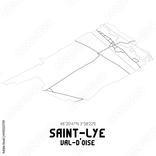 SAINT-LYE Val-d'Oise. Minimalistic street map with black and white lines.