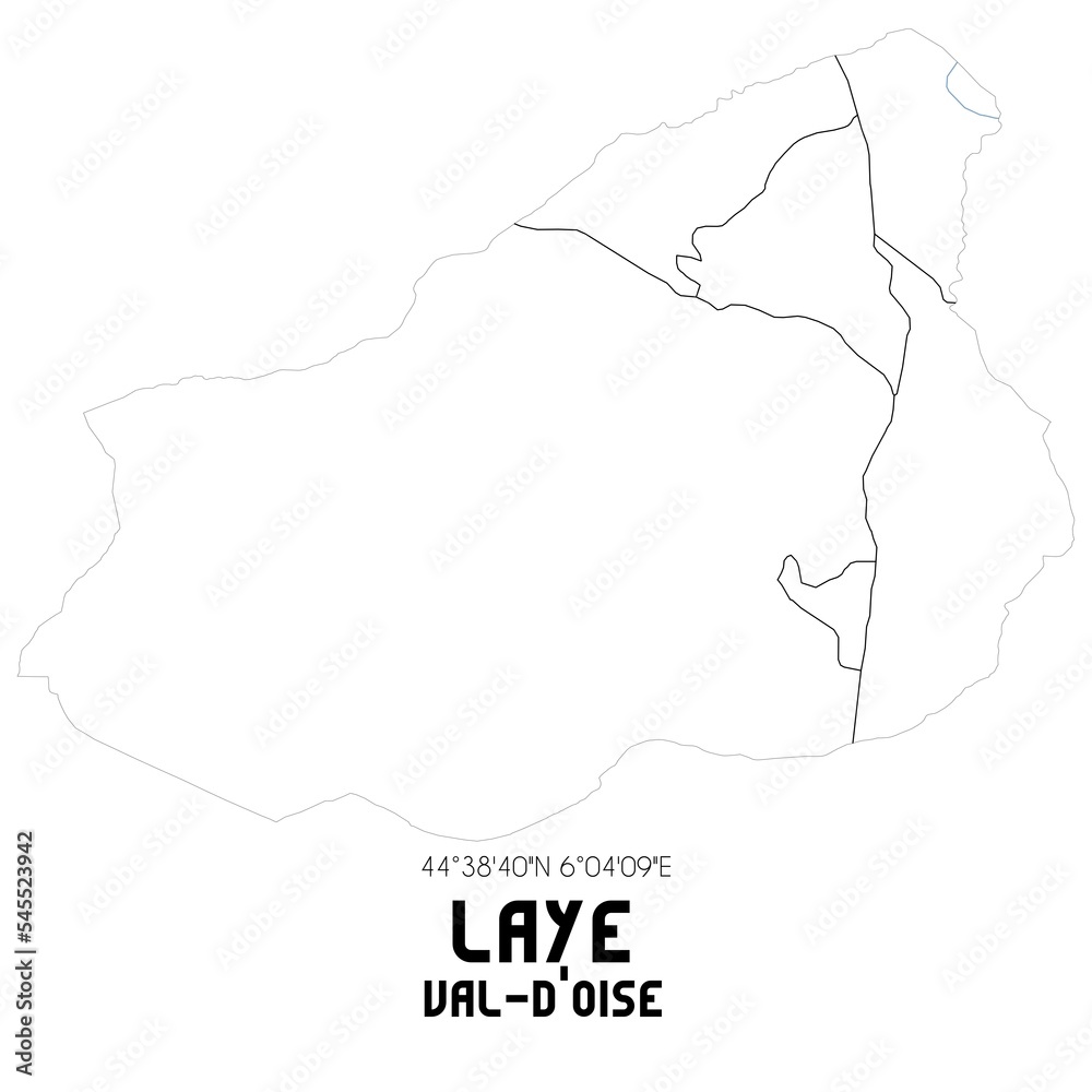 LAYE Val-d'Oise. Minimalistic street map with black and white lines.
