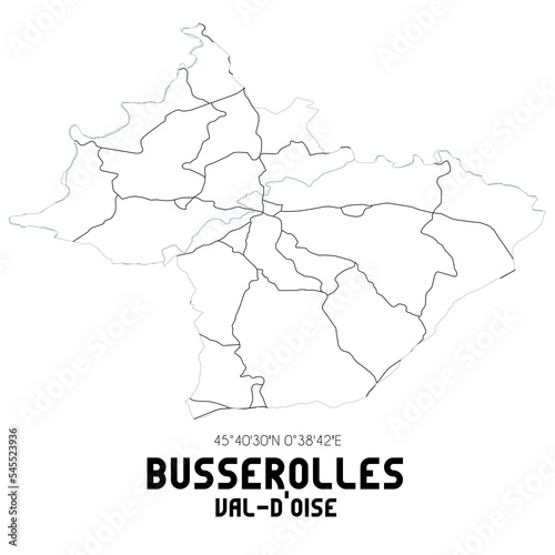 BUSSEROLLES Val-d'Oise. Minimalistic street map with black and white lines. photo