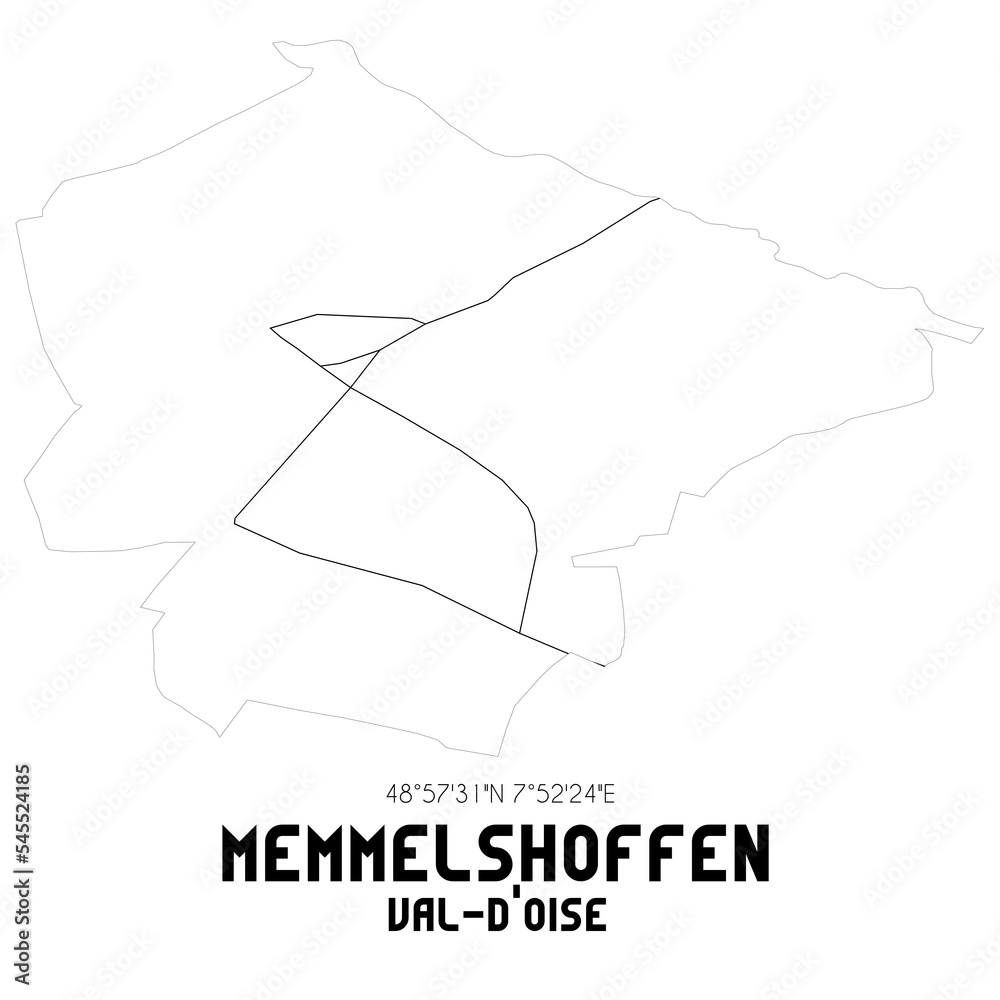 MEMMELSHOFFEN Val-d'Oise. Minimalistic street map with black and white lines.