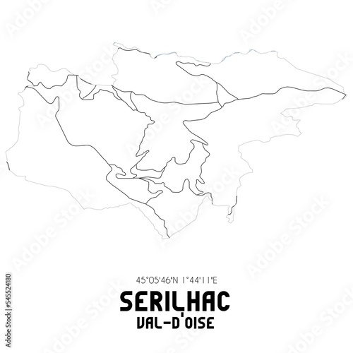 SERILHAC Val-d'Oise. Minimalistic street map with black and white lines.