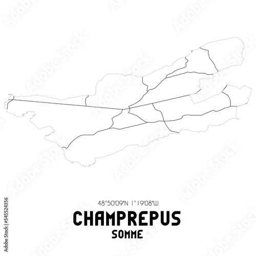 CHAMPREPUS Somme. Minimalistic street map with black and white lines.