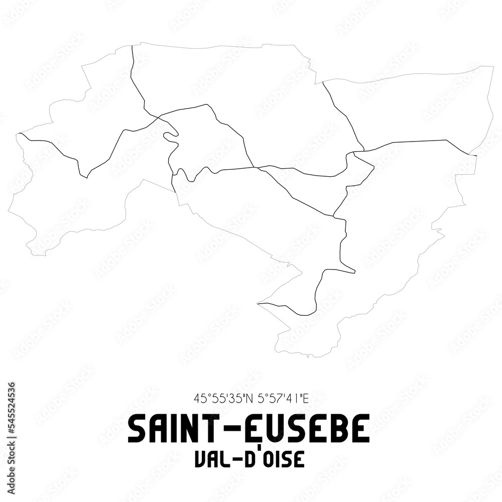 SAINT-EUSEBE Val-d'Oise. Minimalistic street map with black and white lines.