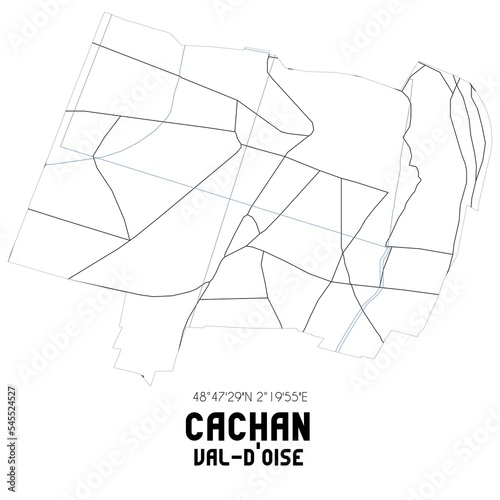CACHAN Val-d'Oise. Minimalistic street map with black and white lines.