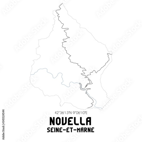 NOVELLA Seine-et-Marne. Minimalistic street map with black and white lines.
