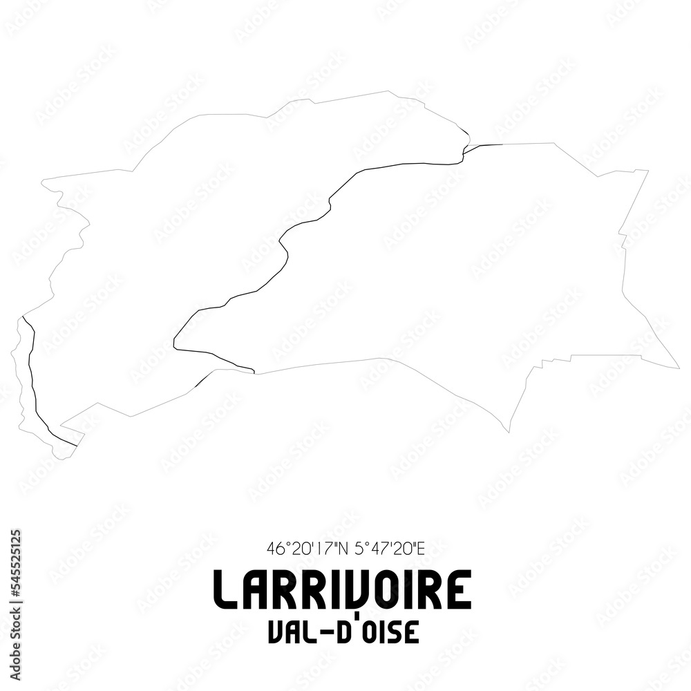 LARRIVOIRE Val-d'Oise. Minimalistic street map with black and white lines.