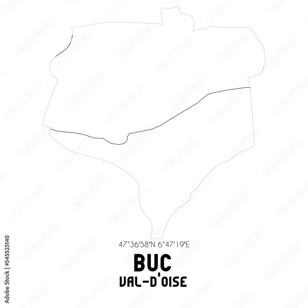 BUC Val-d'Oise. Minimalistic street map with black and white lines.