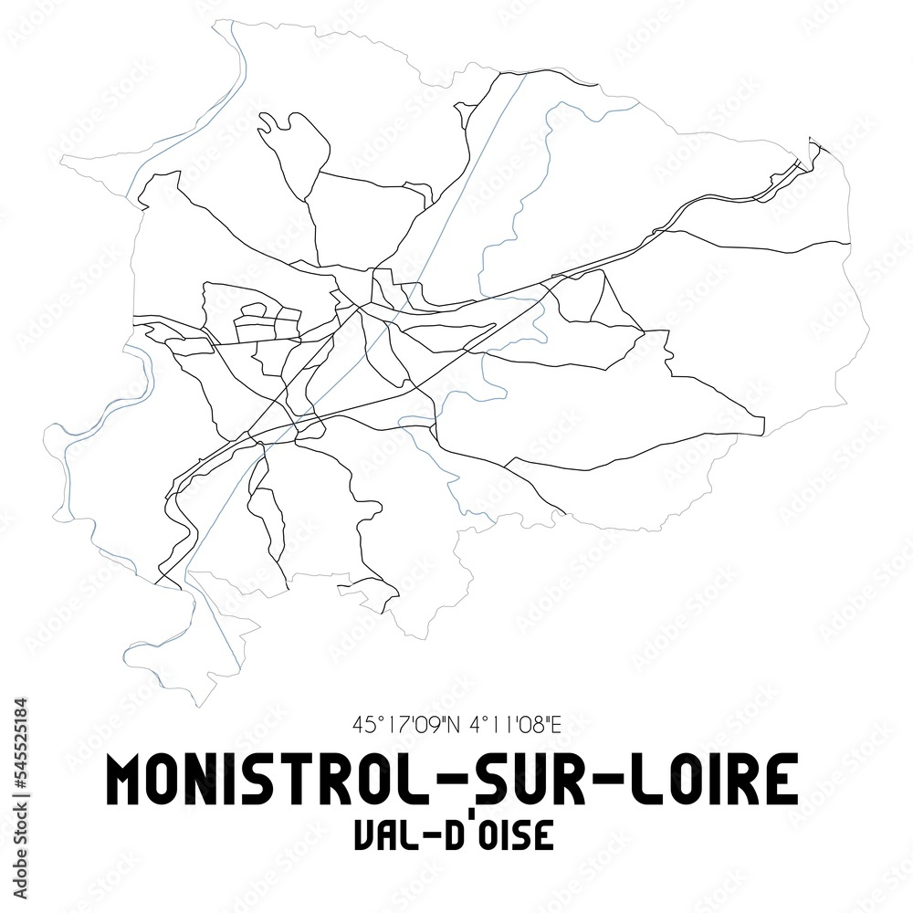 MONISTROL-SUR-LOIRE Val-d'Oise. Minimalistic street map with black and white lines.
