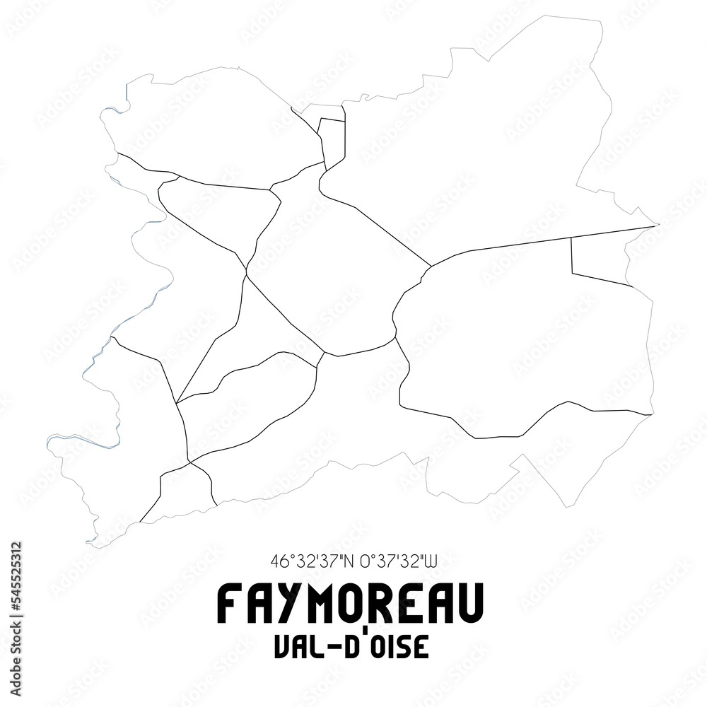 FAYMOREAU Val-d'Oise. Minimalistic street map with black and white lines.