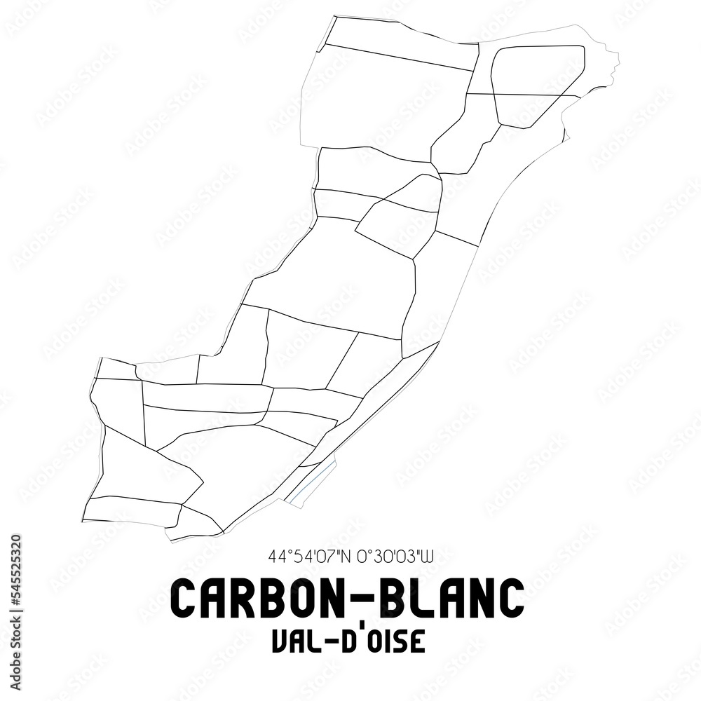 CARBON-BLANC Val-d'Oise. Minimalistic street map with black and white lines. CARBON-BLANC Val-d'Oise. Minimalistic street map with black and white lines.