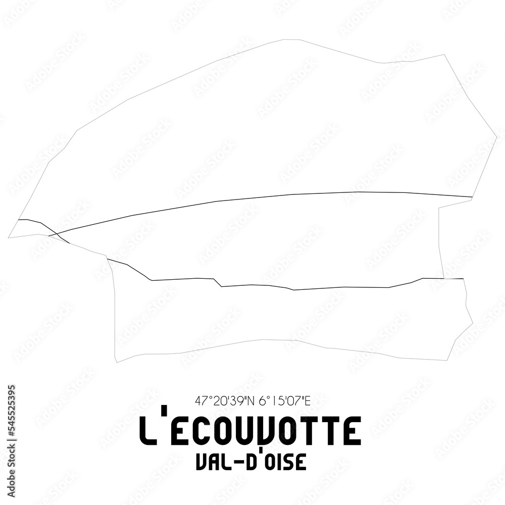 L'ECOUVOTTE Val-d'Oise. Minimalistic street map with black and white lines. L'ECOUVOTTE Val-d'Oise. Minimalistic street map with black and white lines.
