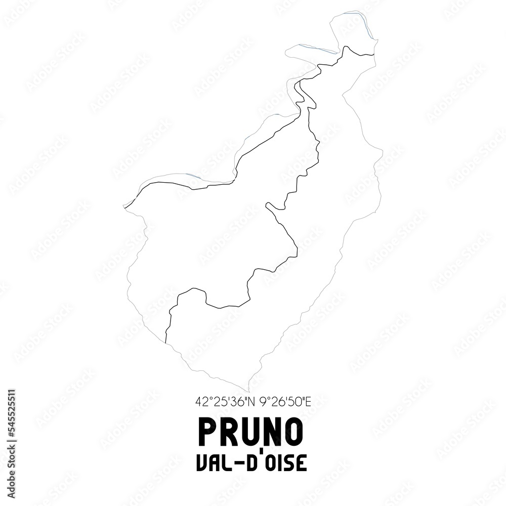 PRUNO Val-d'Oise. Minimalistic street map with black and white lines.