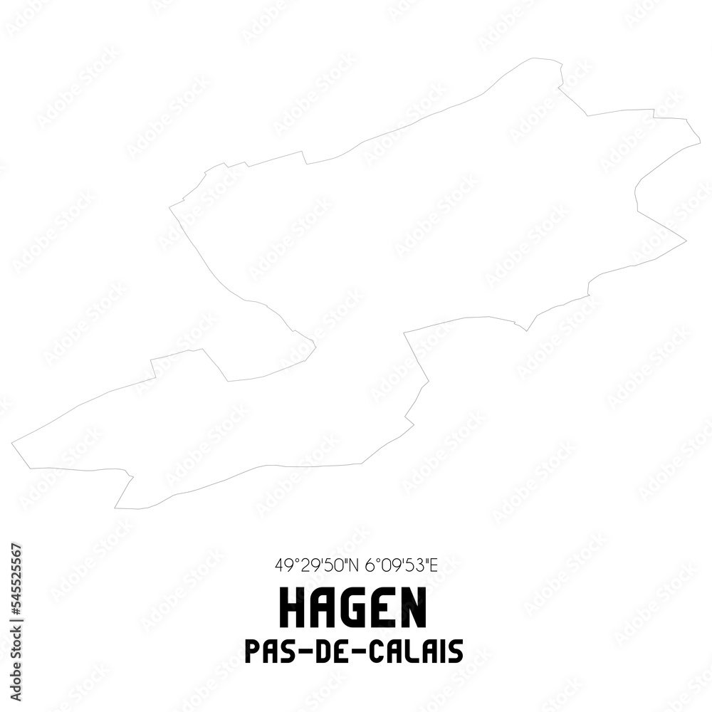 HAGEN Pas-de-Calais. Minimalistic street map with black and white lines. HAGEN Pas-de-Calais. Minimalistic street map with black and white lines.