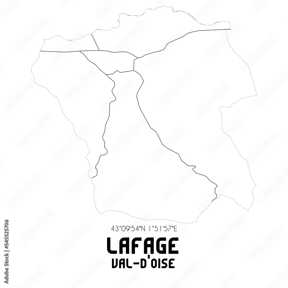 LAFAGE Val-d'Oise. Minimalistic street map with black and white lines.