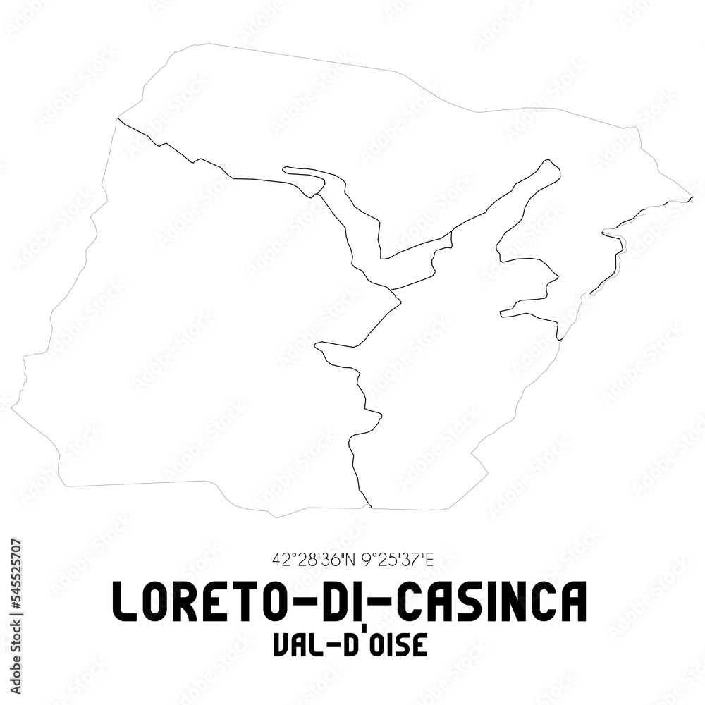 LORETO-DI-CASINCA Val-d'Oise. Minimalistic street map with black and white lines.