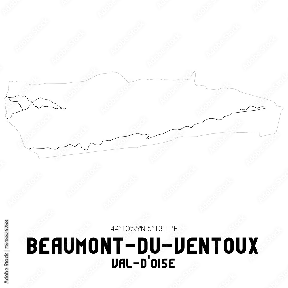 BEAUMONT-DU-VENTOUX Val-d'Oise. Minimalistic street map with black and white lines.