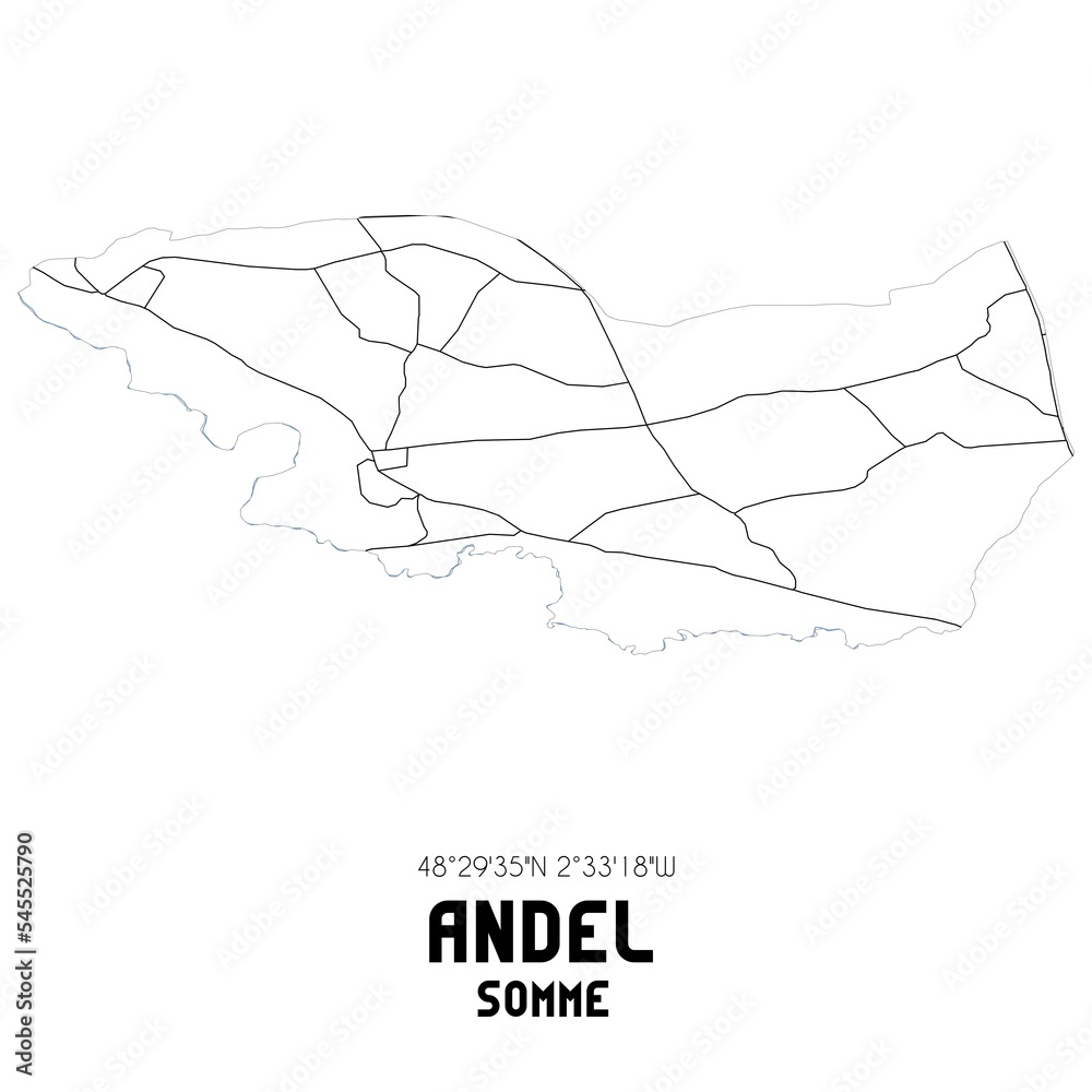 ANDEL Somme. Minimalistic street map with black and white lines. ANDEL Somme. Minimalistic street map with black and white lines.