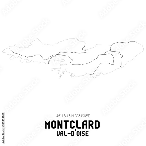MONTCLARD Val-d'Oise. Minimalistic street map with black and white lines.