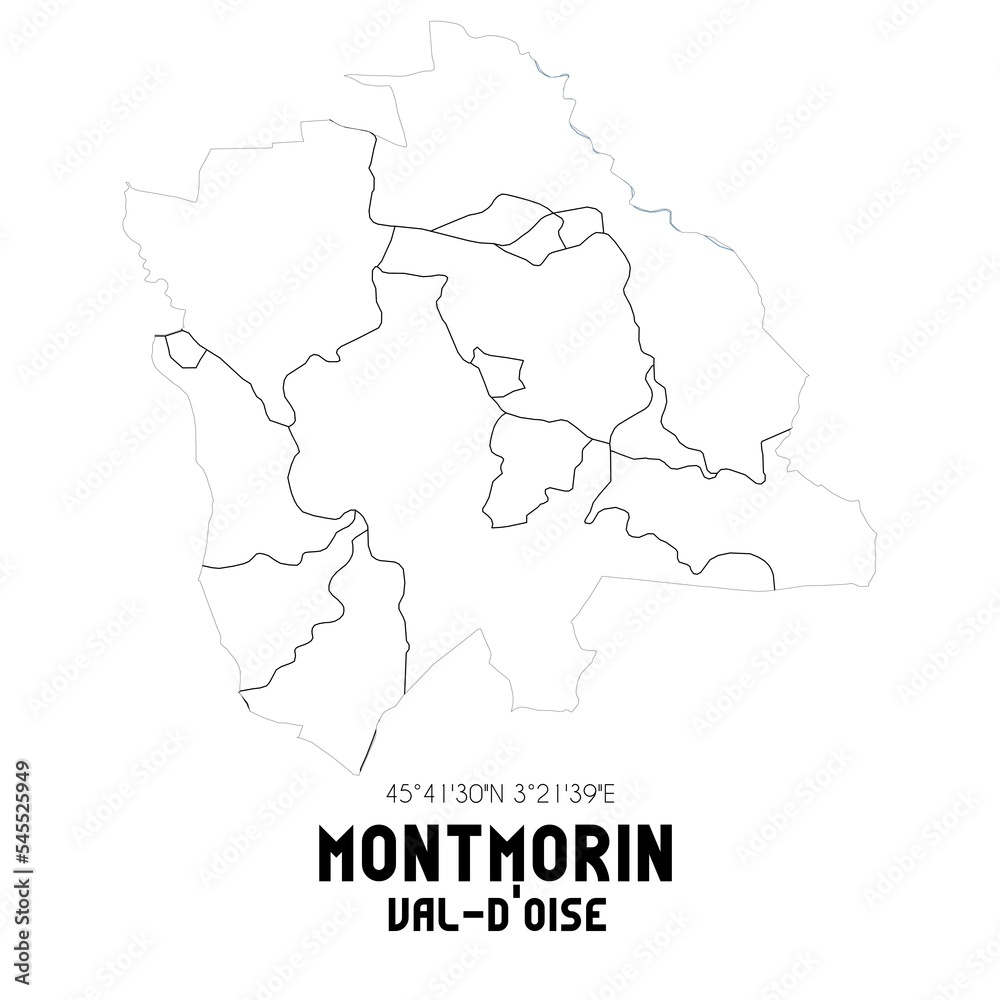 MONTMORIN Val-d'Oise. Minimalistic street map with black and white lines.