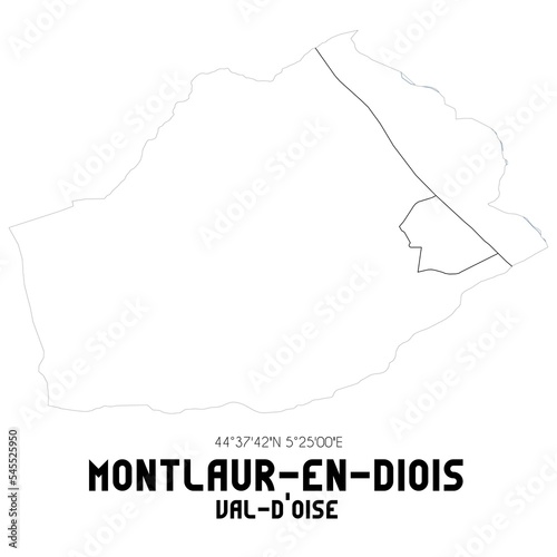 MONTLAUR-EN-DIOIS Val-d'Oise. Minimalistic street map with black and white lines.