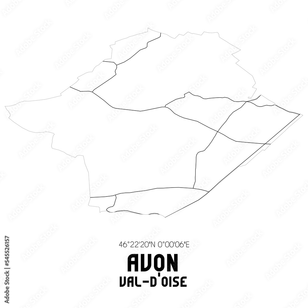 AVON Val-d'Oise. Minimalistic street map with black and white lines.