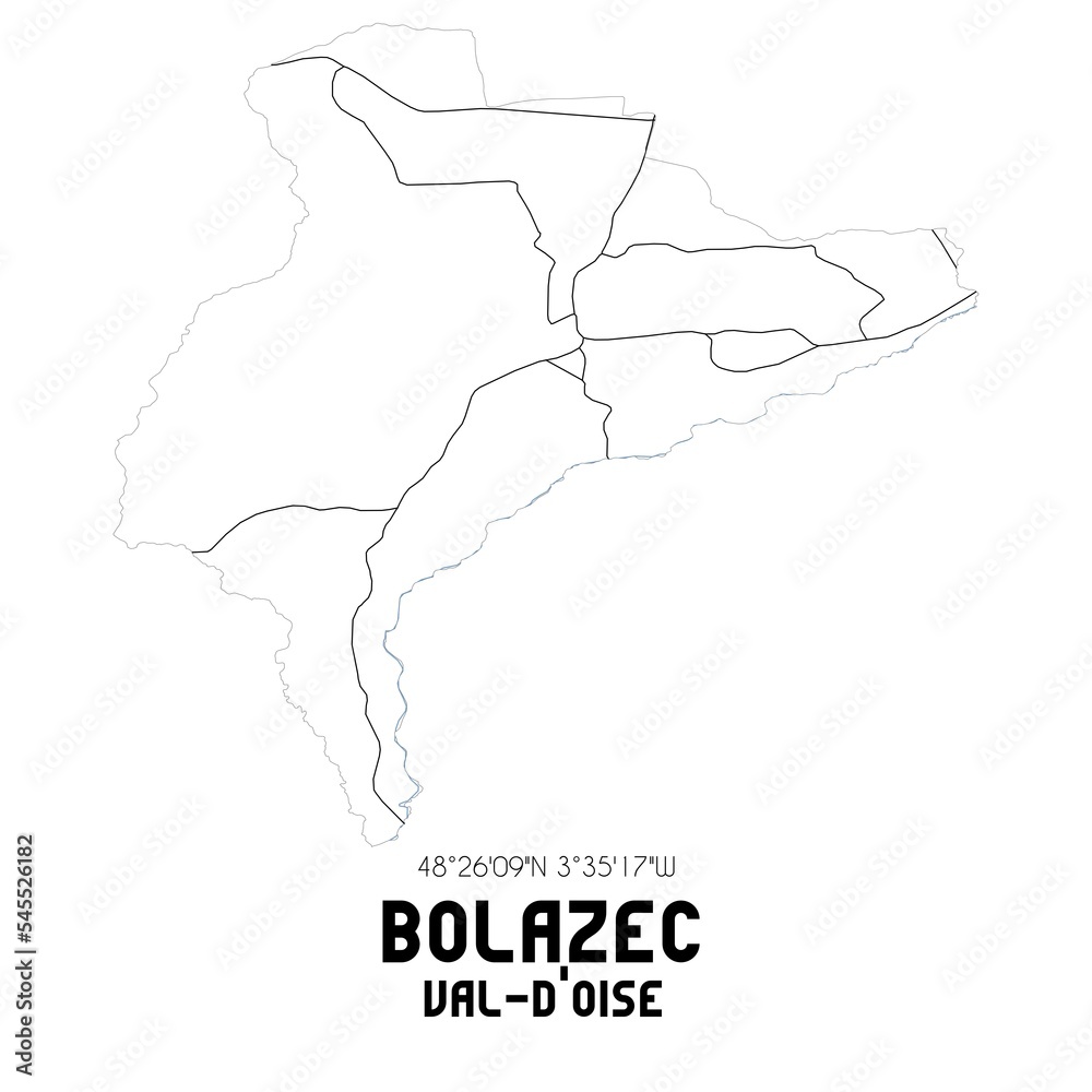 BOLAZEC Val-d'Oise. Minimalistic street map with black and white lines.