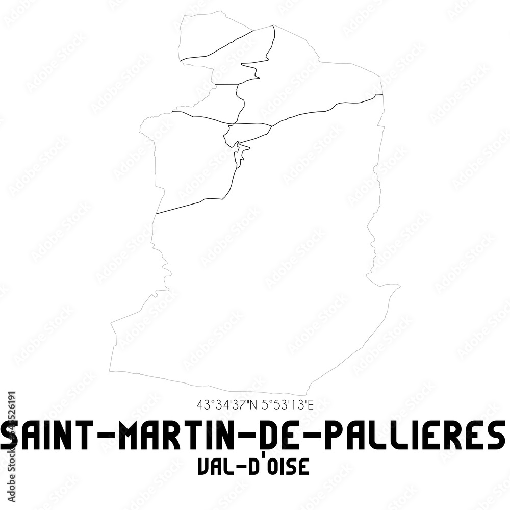 SAINT-MARTIN-DE-PALLIERES Val-d'Oise. Minimalistic street map with black and white lines. SAINT-MARTIN-DE-PALLIERES Val-d'Oise. Minimalistic street map with black and white lines.