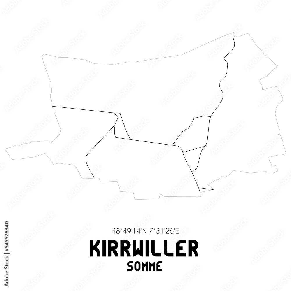 KIRRWILLER Somme. Minimalistic street map with black and white lines. KIRRWILLER Somme. Minimalistic street map with black and white lines.