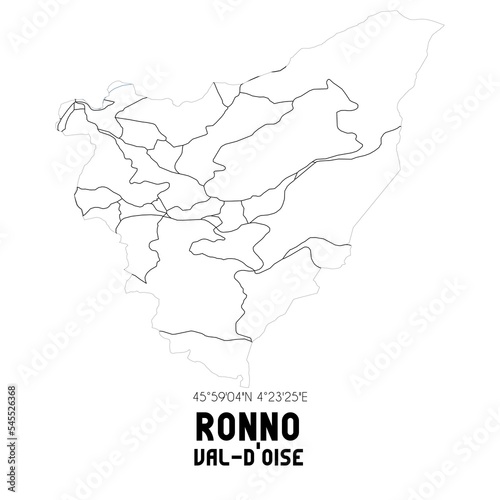 RONNO Val-d Oise. Minimalistic street map with black and white lines.