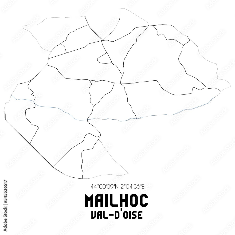 MAILHOC Val-d'Oise. Minimalistic street map with black and white lines.
