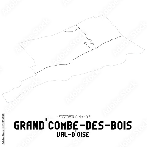 GRAND'COMBE-DES-BOIS Val-d'Oise. Minimalistic street map with black and white lines.