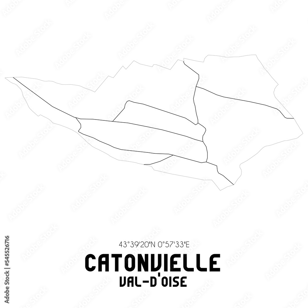 CATONVIELLE Val-d'Oise. Minimalistic street map with black and white lines. CATONVIELLE Val-d'Oise. Minimalistic street map with black and white lines.