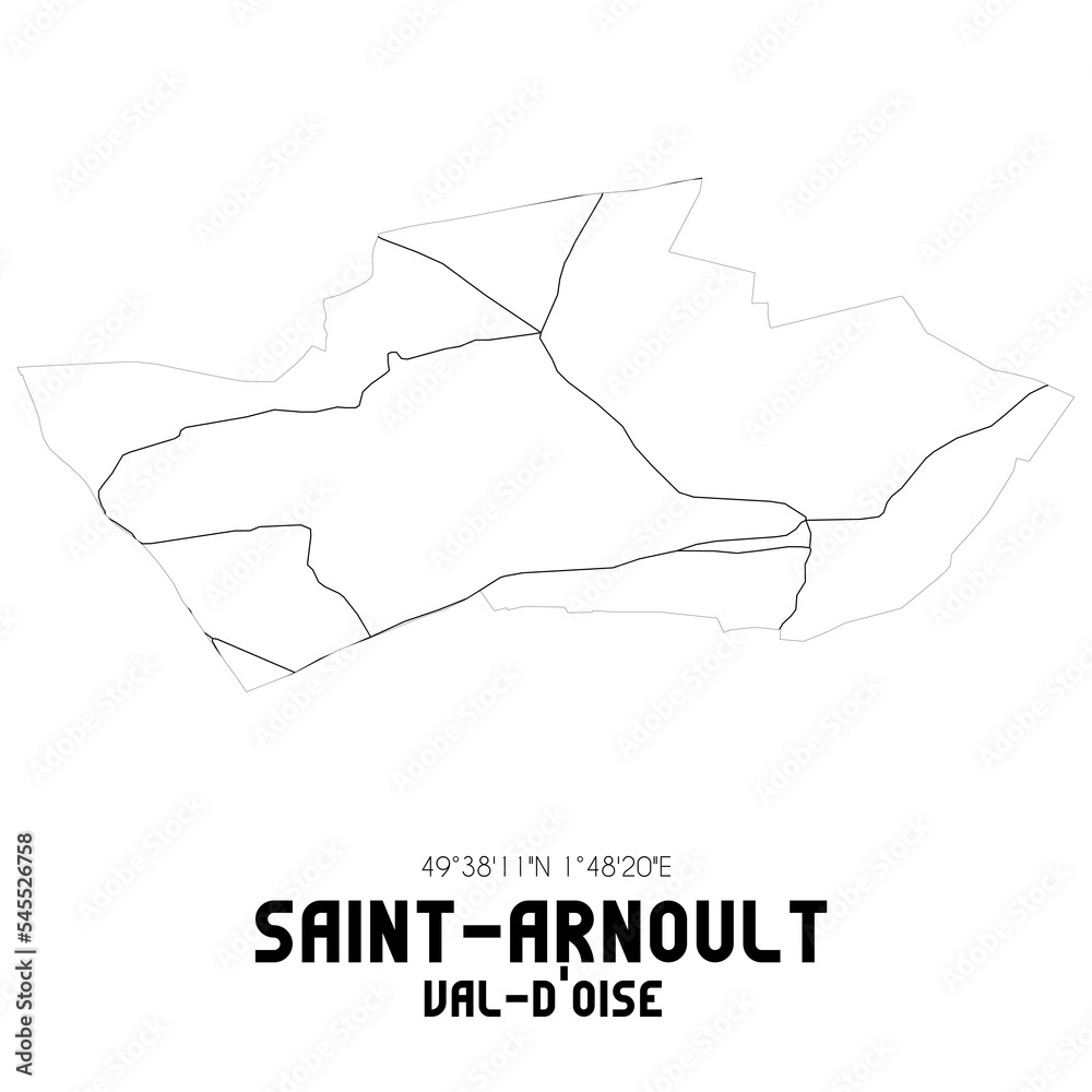 SAINT-ARNOULT Val-d'Oise. Minimalistic street map with black and white lines.