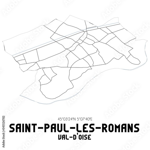 SAINT-PAUL-LES-ROMANS Val-d'Oise. Minimalistic street map with black and white lines.